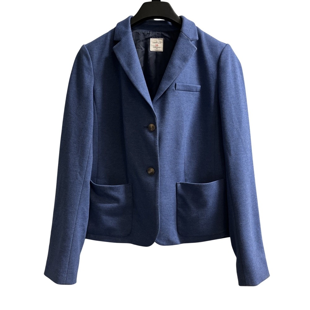 Gap Academy‎ Blazer Women 16 Blue Two Button Stretch Jacket Preppy Office Career